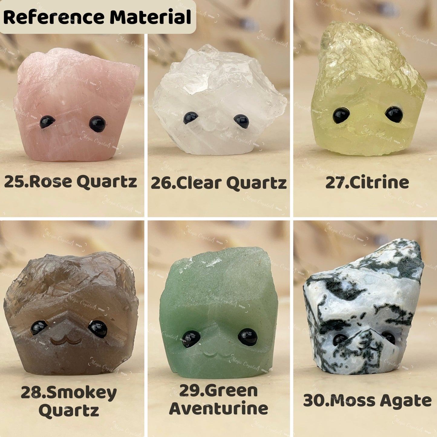 50 Kinds of Crystal Raw Stone Hedgehog Groot Collection