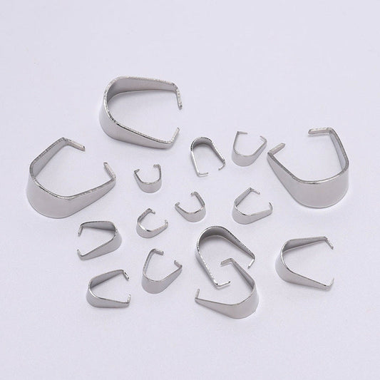 100pcs Bélières Acier Inoxydable Fermoirs à Pendentif Collier Pincer Bélières pour Pendentif Pince à Pince Bail Pendentif Connecteur de Charme pour Bijoux