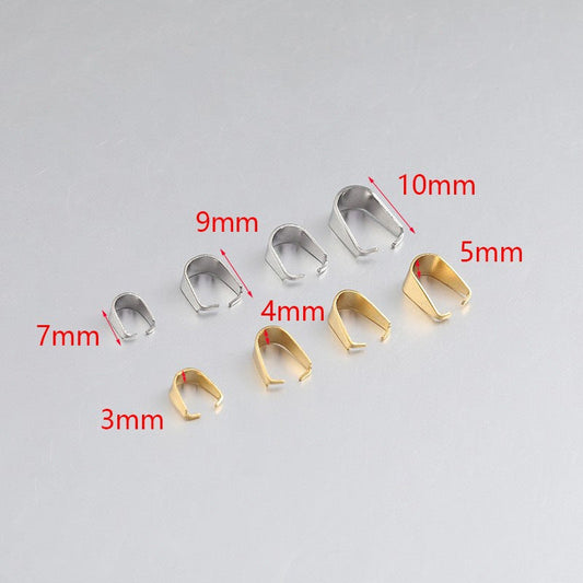 100pcs Bélières Acier Inoxydable Fermoirs à Pendentif Collier Pincer Bélières pour Pendentif Pince à Pince Bail Pendentif Connecteur de Charme pour Bijoux