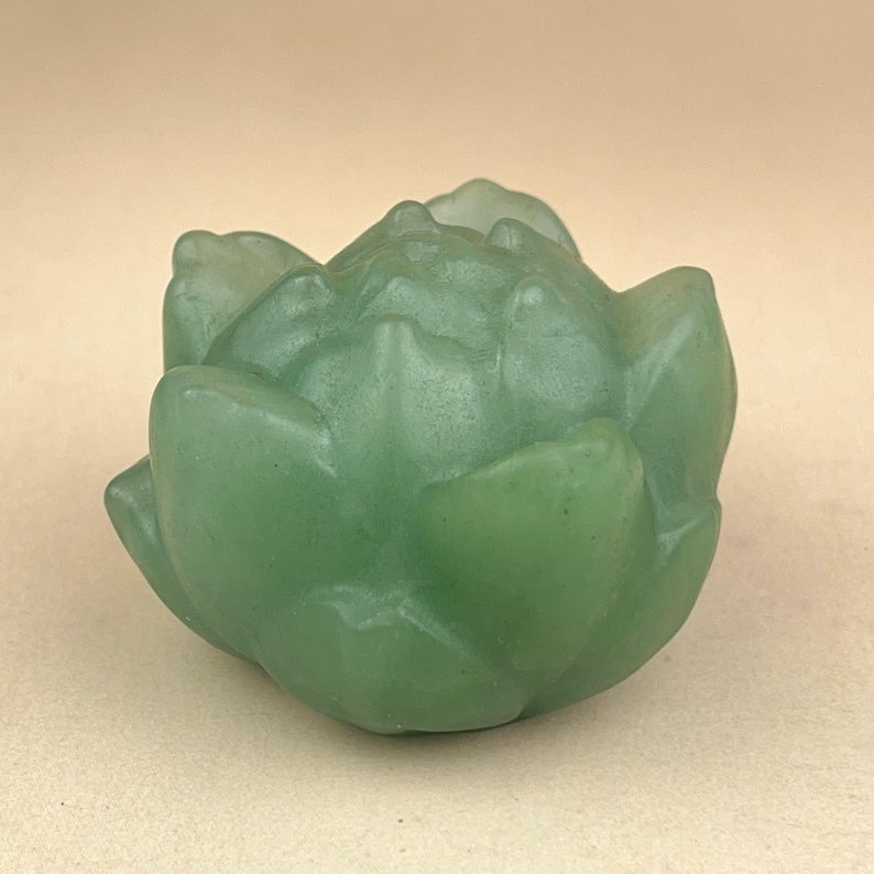 1pcs Green Jade Or Green Aventurine Artichokes/Thistle Carved Healing Crystal Crafts Gemstone Carvings